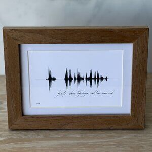 NEW Family Where Life Begins Soundwave Framed Wall Art 5x7in Black White Rustic